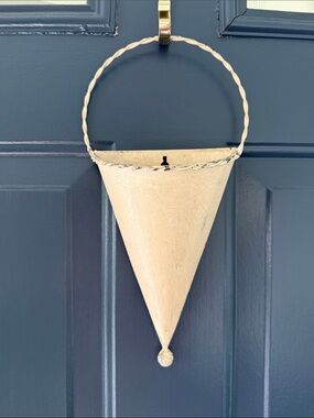 Shabby Chic Metal Cone Wall Pocket Planter